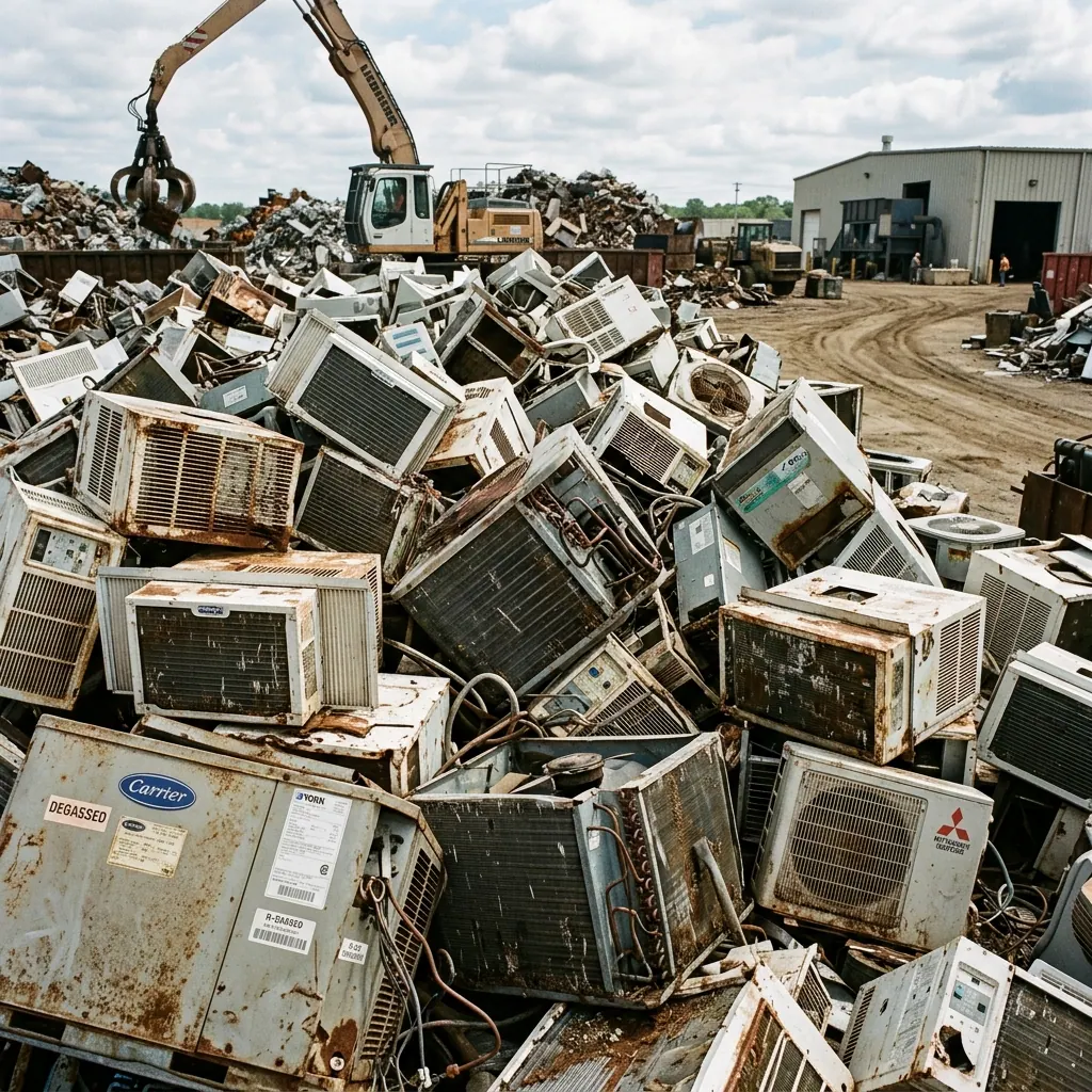 Degassed air conditioning units for scrap recycling at Shine Motor Corporation Sydney