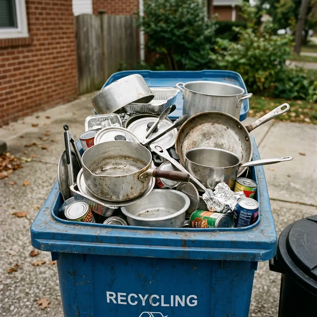 Domestic aluminium scrap including pots and pans bought for recycling in Ingleburn NSW
