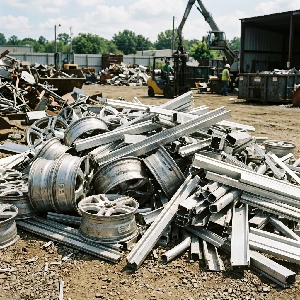 Prepared aluminium extrusion scrap stock for export container loading