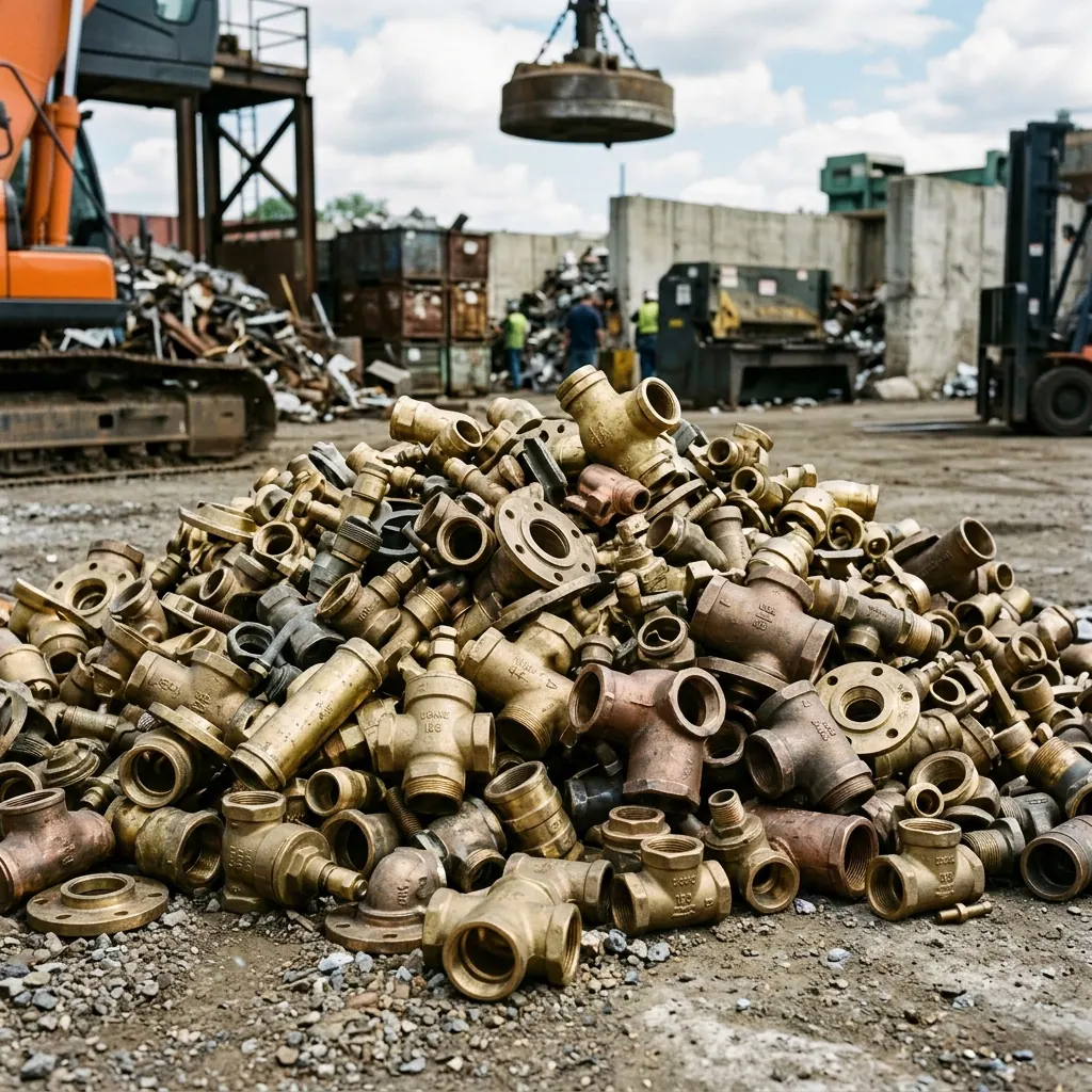 Prepared brass scrap stock for export container loading
