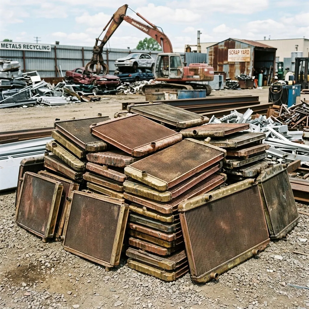 Copper brass radiator cores from cars and trucks for scrap recycling at Shine Motor Ingleburn
