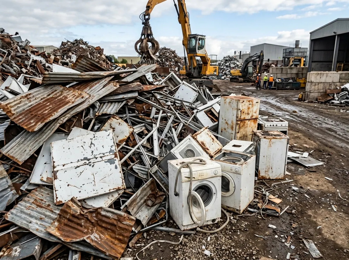 Light gauge steel scrap roofing iron and whitegoods recycled at Shine Motor Ingleburn
