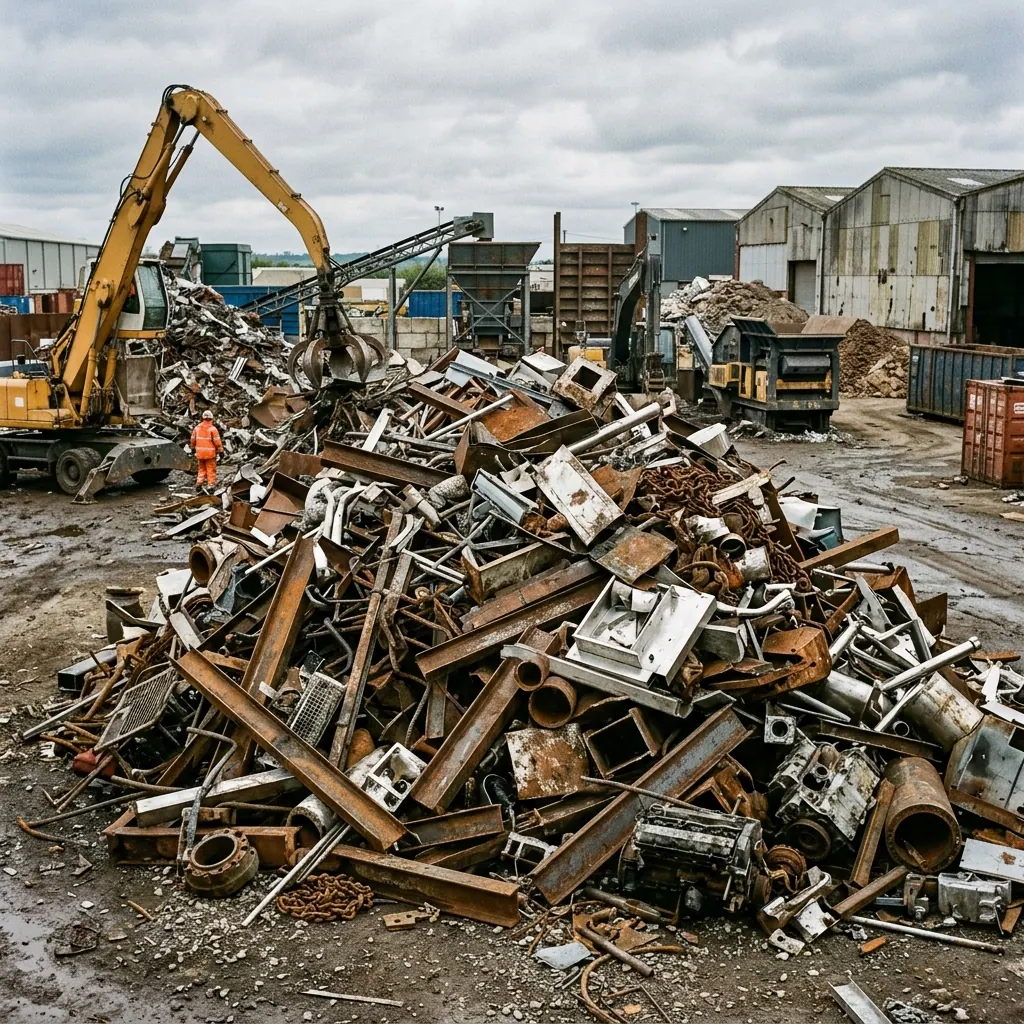 Prepared heavy melting steel scrap for export container loading
