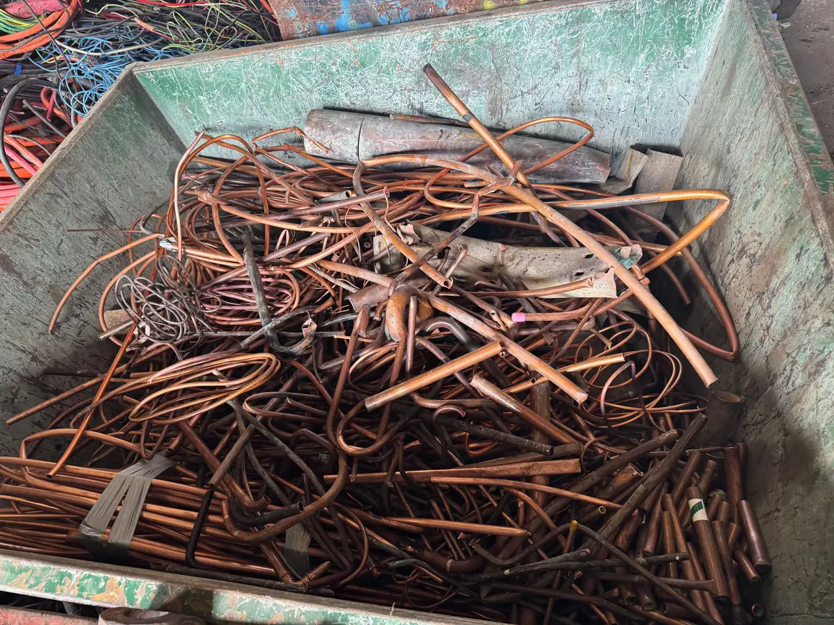 Bin of copper tube at the Shine Motor yard in Ingleburn