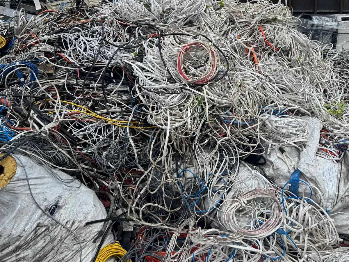 Pile of white household insulated copper wire at the Ingleburn yard