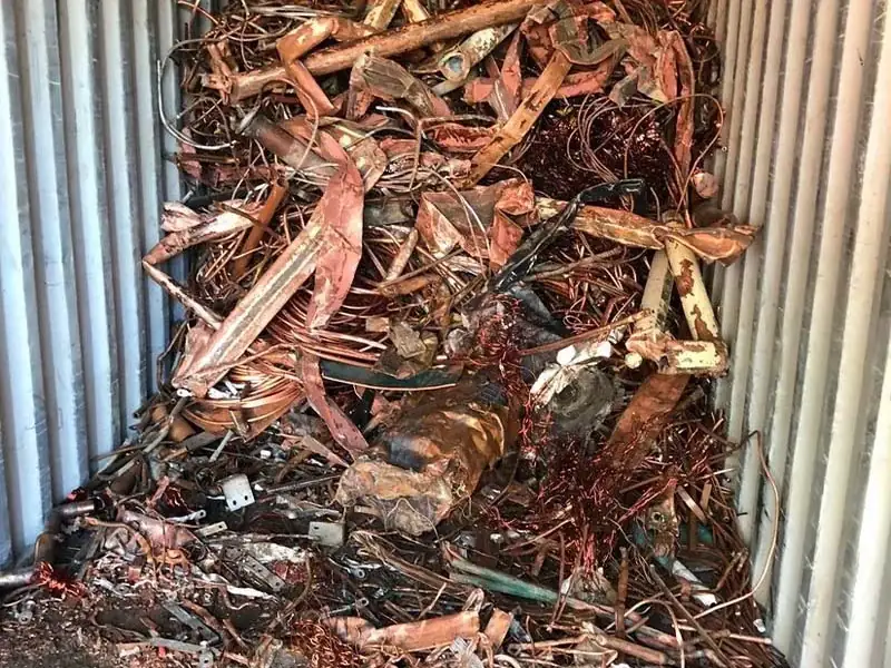 Mixed No. 2 copper scrap loaded inside a shipping container at the Ingleburn yard