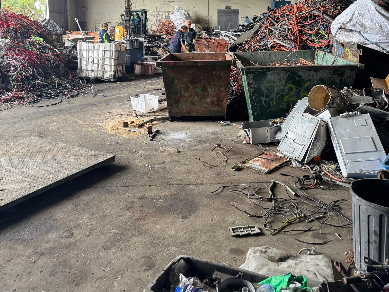 The receiving shed at the Ingleburn yard, where loads are weighed on the floor scale and graded